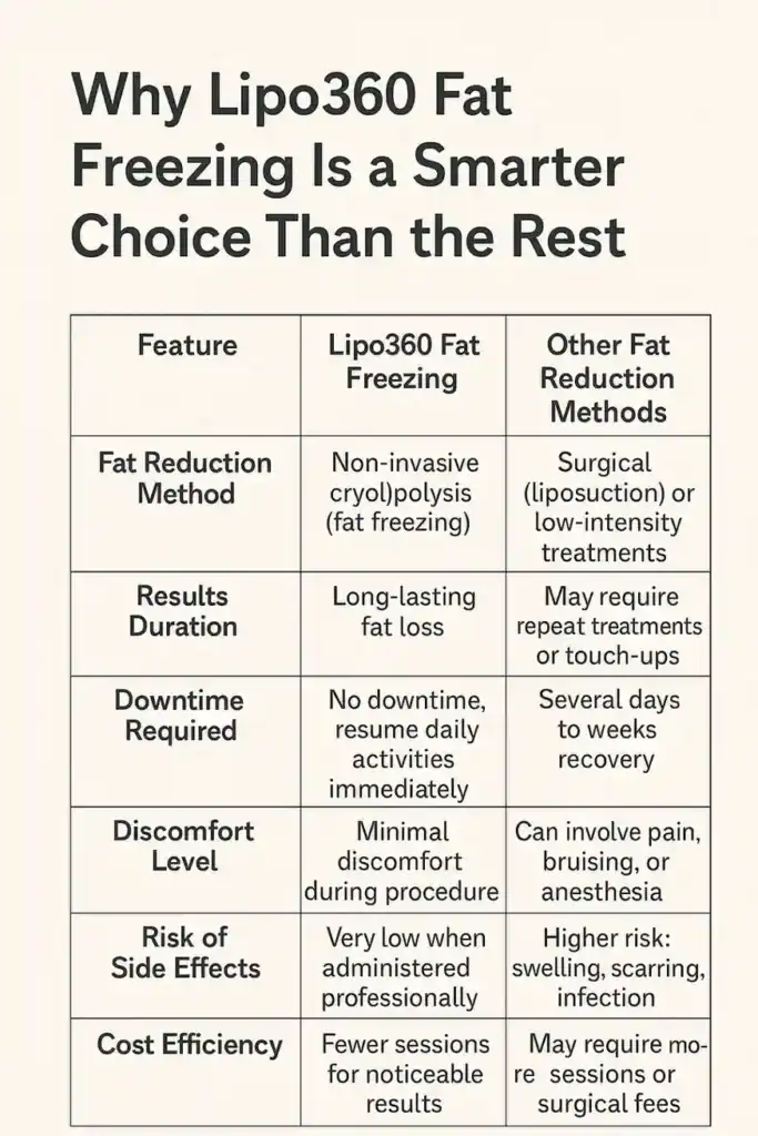 Is it possible to permanently freeze fat cells? 2 Table showing benefits of fat freezing to remove fat cells Harrow from Lipo 360
