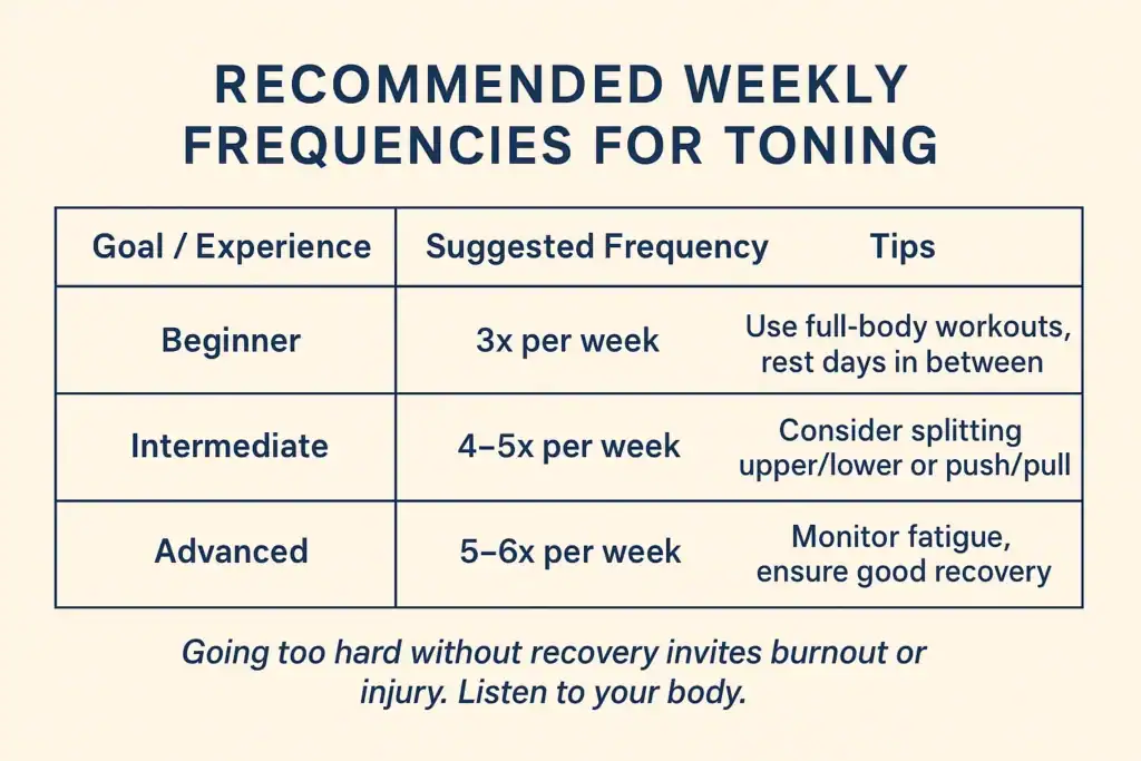 Achieving the Perfect Tone: How Often Should You Exercise for Results? 2 Graphic to show how often you should do exercise to help with toning Harrow