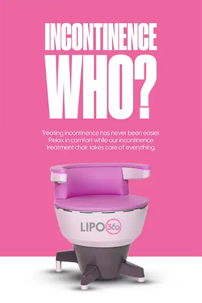LIPO360 EMS Chair Can Help with Urinary Incontinence 2 Image of a urinary incontinence treatment seat Harrow